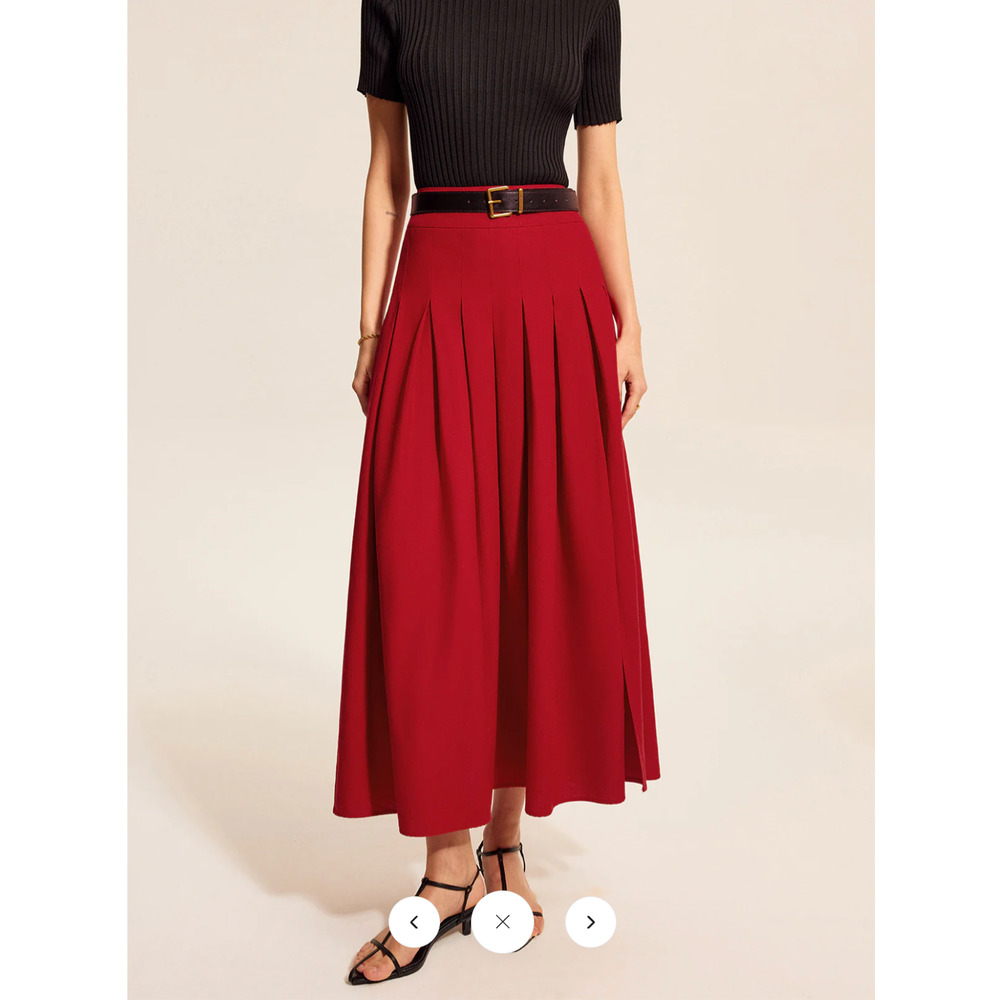 NWT commense Cotton & Linen Pleated Slit Skirt Sz M - Picture 4 of 6